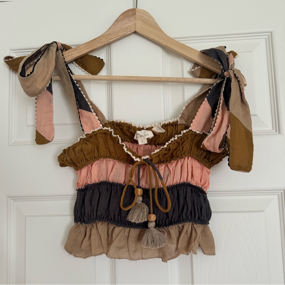 Free People multi-colored tank with bow straps